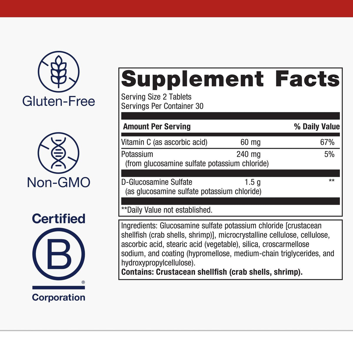 Glucosamine Sulfate 1500 mg 90 Tablets H48110