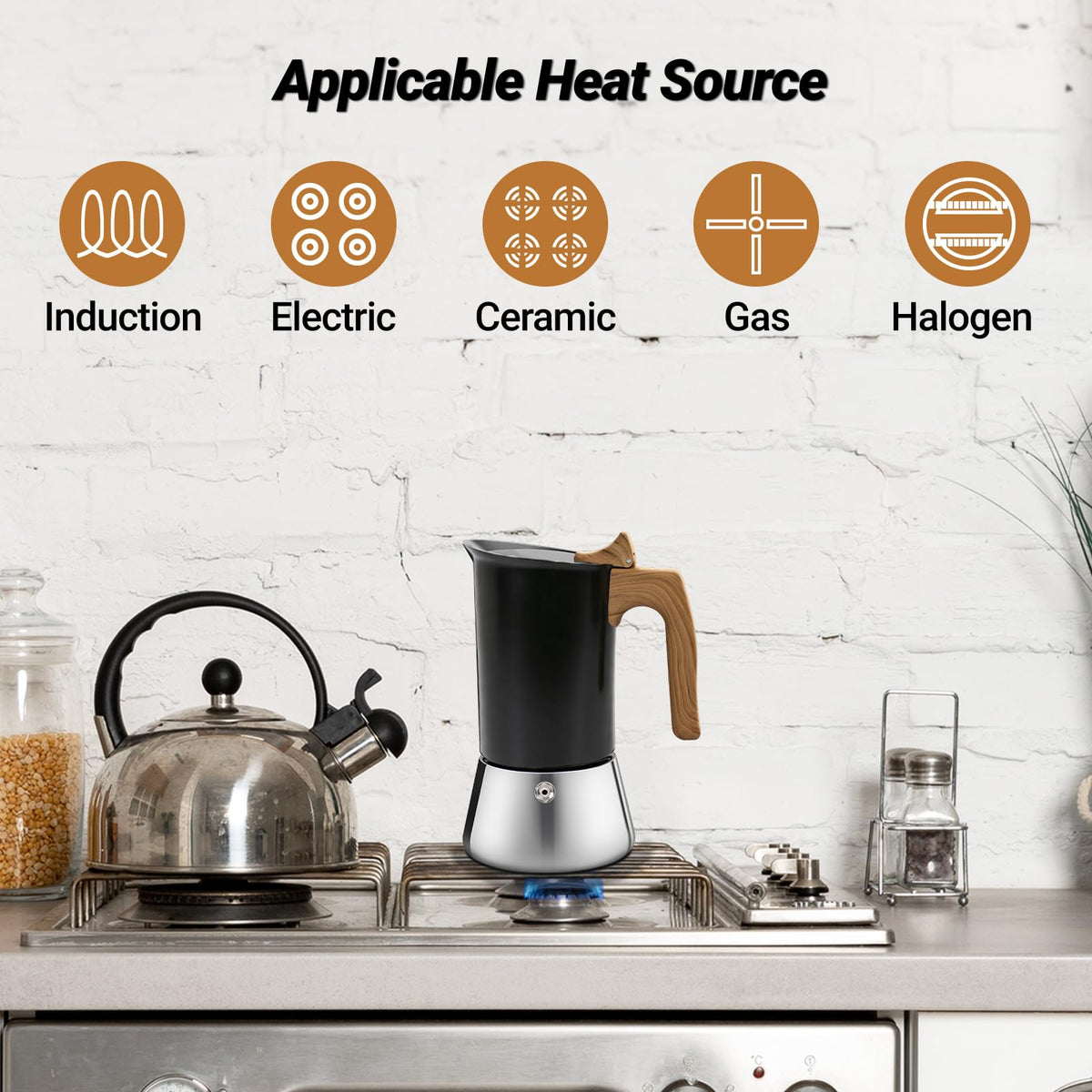 12 Cup 304 Stainless Steel Moka Pot V74984