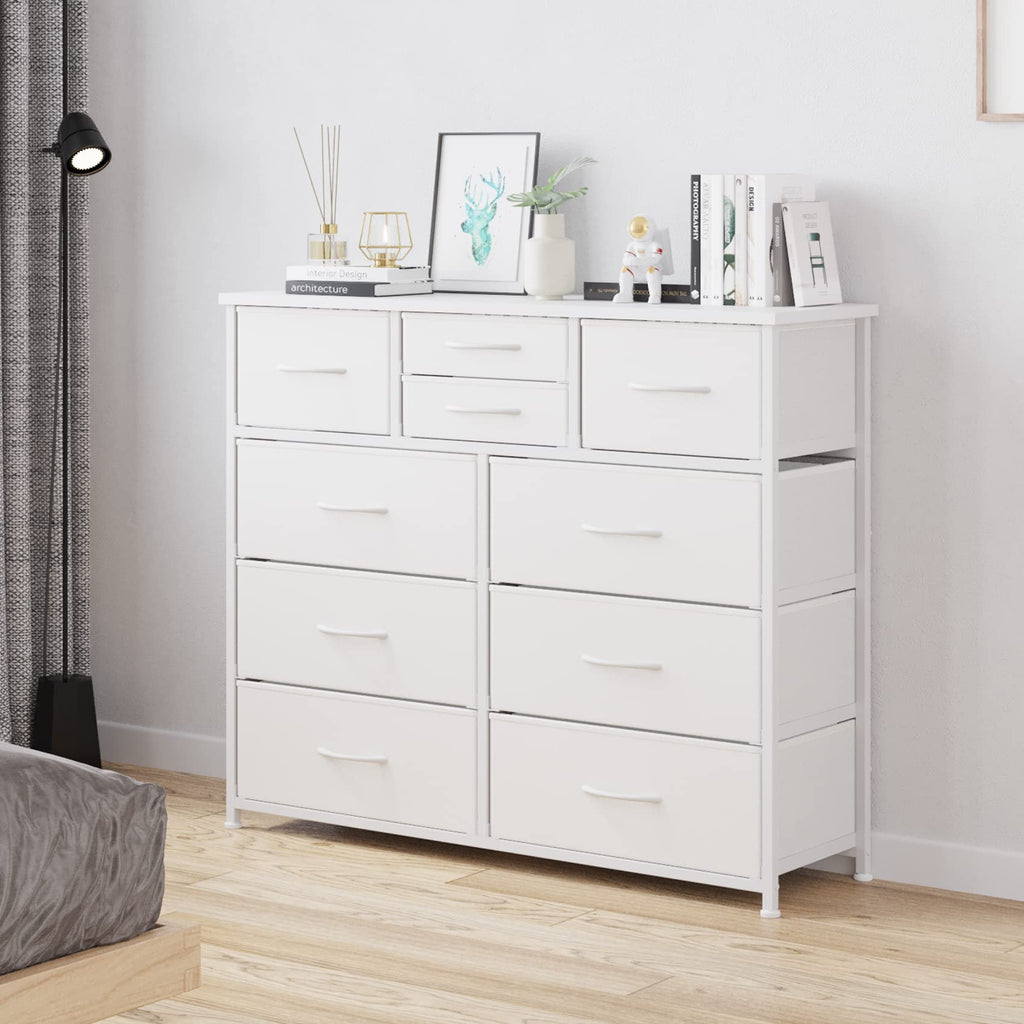 White 10 Drawer Fabric Dresser Y927034