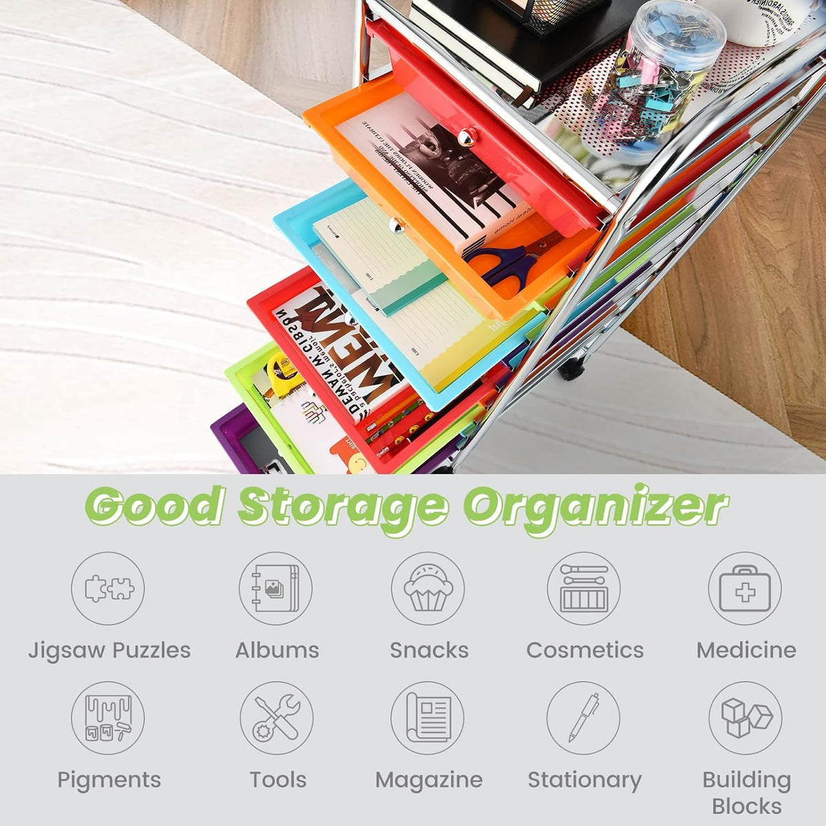 10 Drawer Rolling Storage Cart with Wheels V460