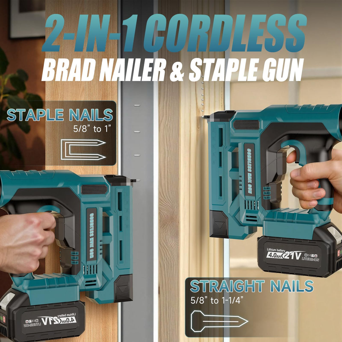 18 Gauge 2 in 1 Cordless Brad Nailer & Staple Gun V45739