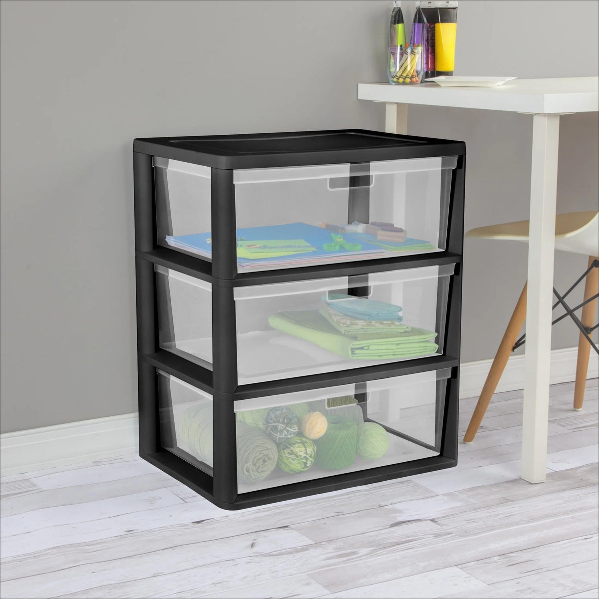 Black 3 Drawer Plastic Storage Cart W62745