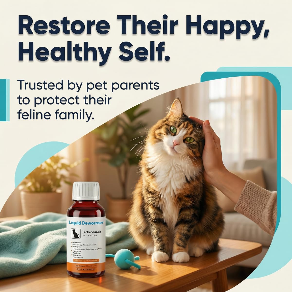 Liquid Fenbendazole Dewormer for Cats & Kittens 100ml O80572