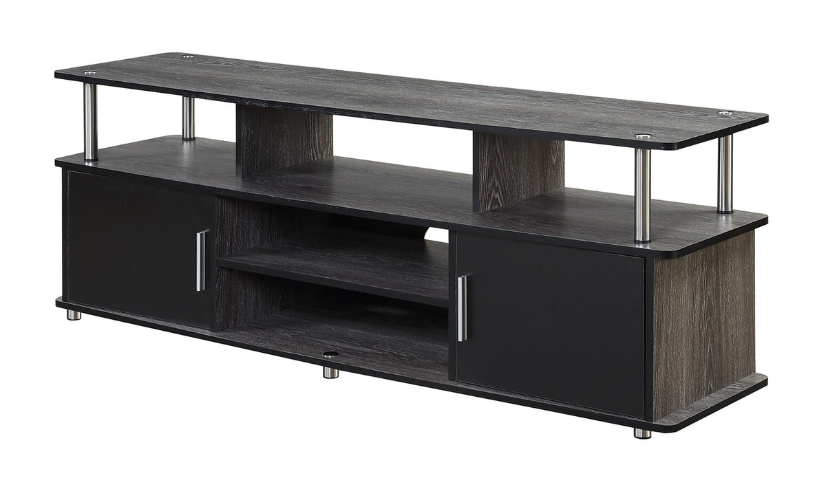 60" Weathered Gray Wood TV Stand with Cabinets and Shelves C91462