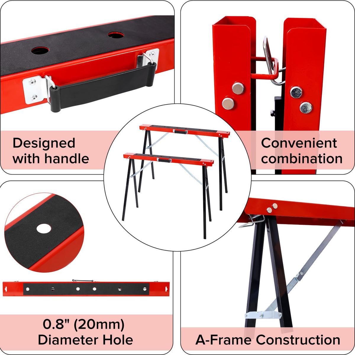Heavy Duty 2-Pack Folding Sawhorse M8836