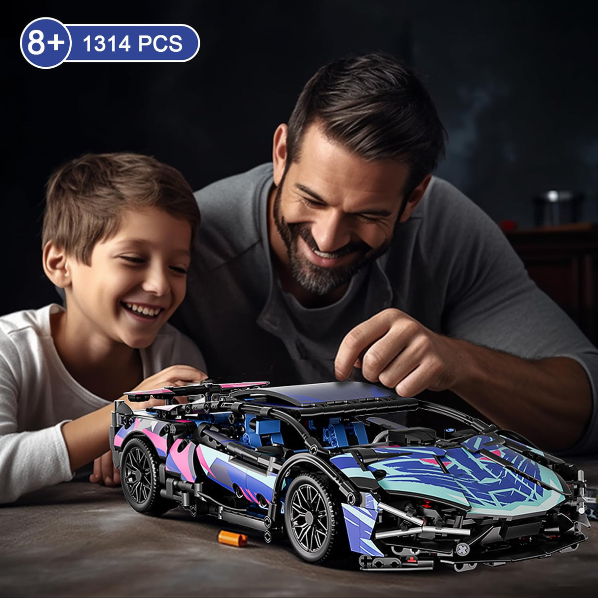 Blue 1:14 Scale Race Car Building Block Set O441