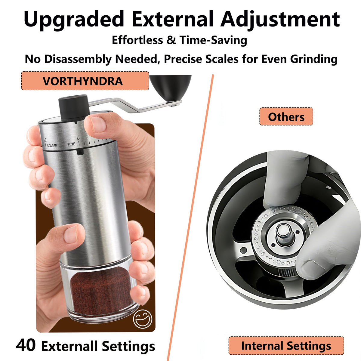 Manual Coffee Bean Grinder with Ceramic Conical Burr N958