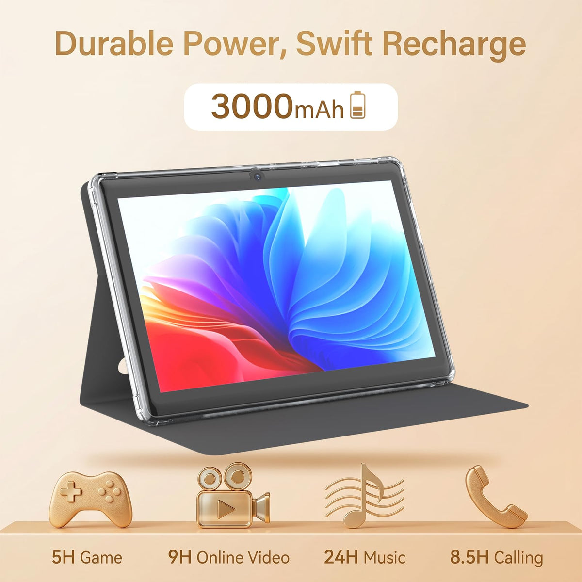 7 Inch Android Tablet with Protective Case, 8GB RAM 32GB ROM R270