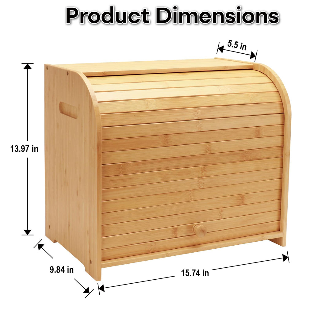 Bamboo 2-Tier Roll-Top Bread Box L6072