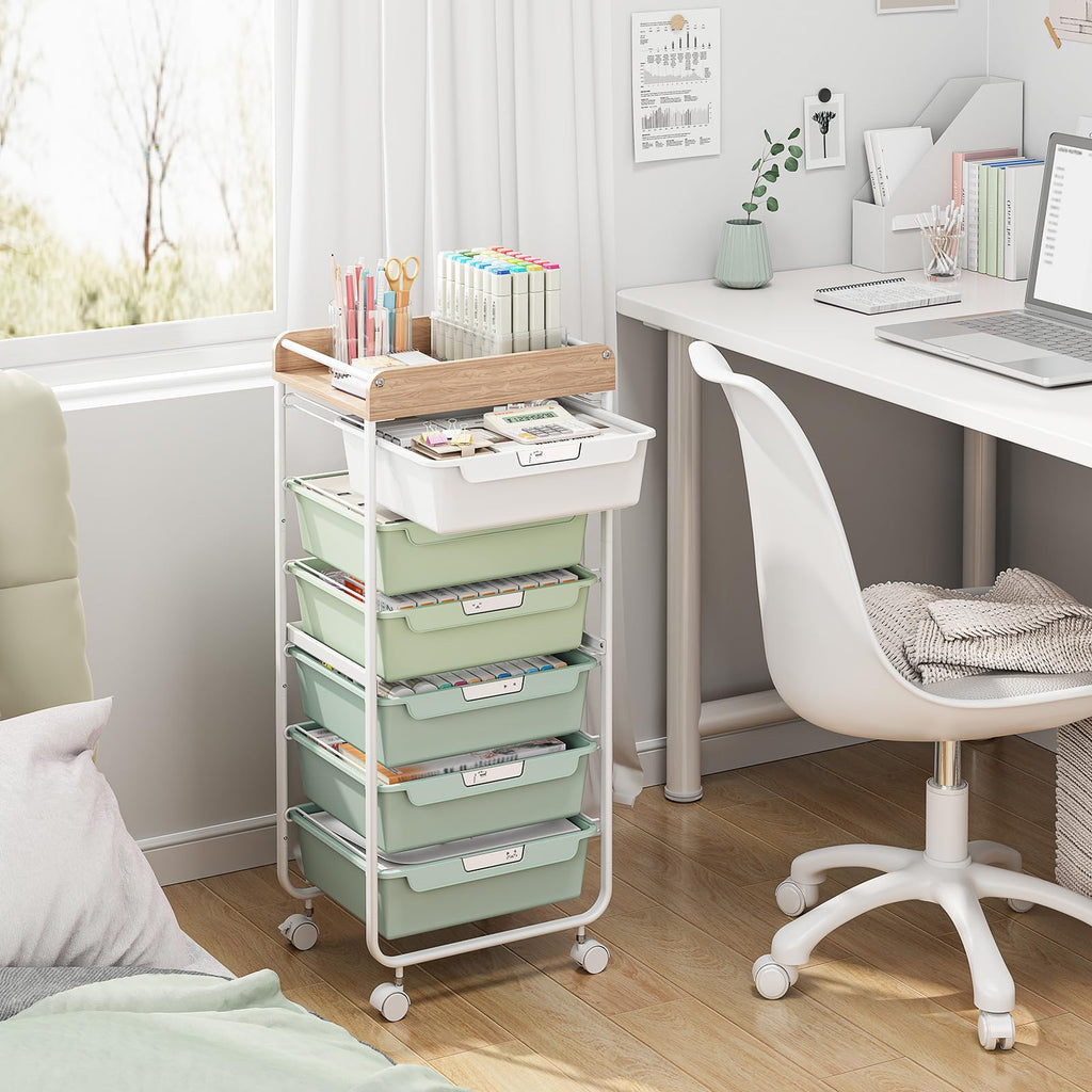 Green Utility Cart with 6 Drawers X48651
