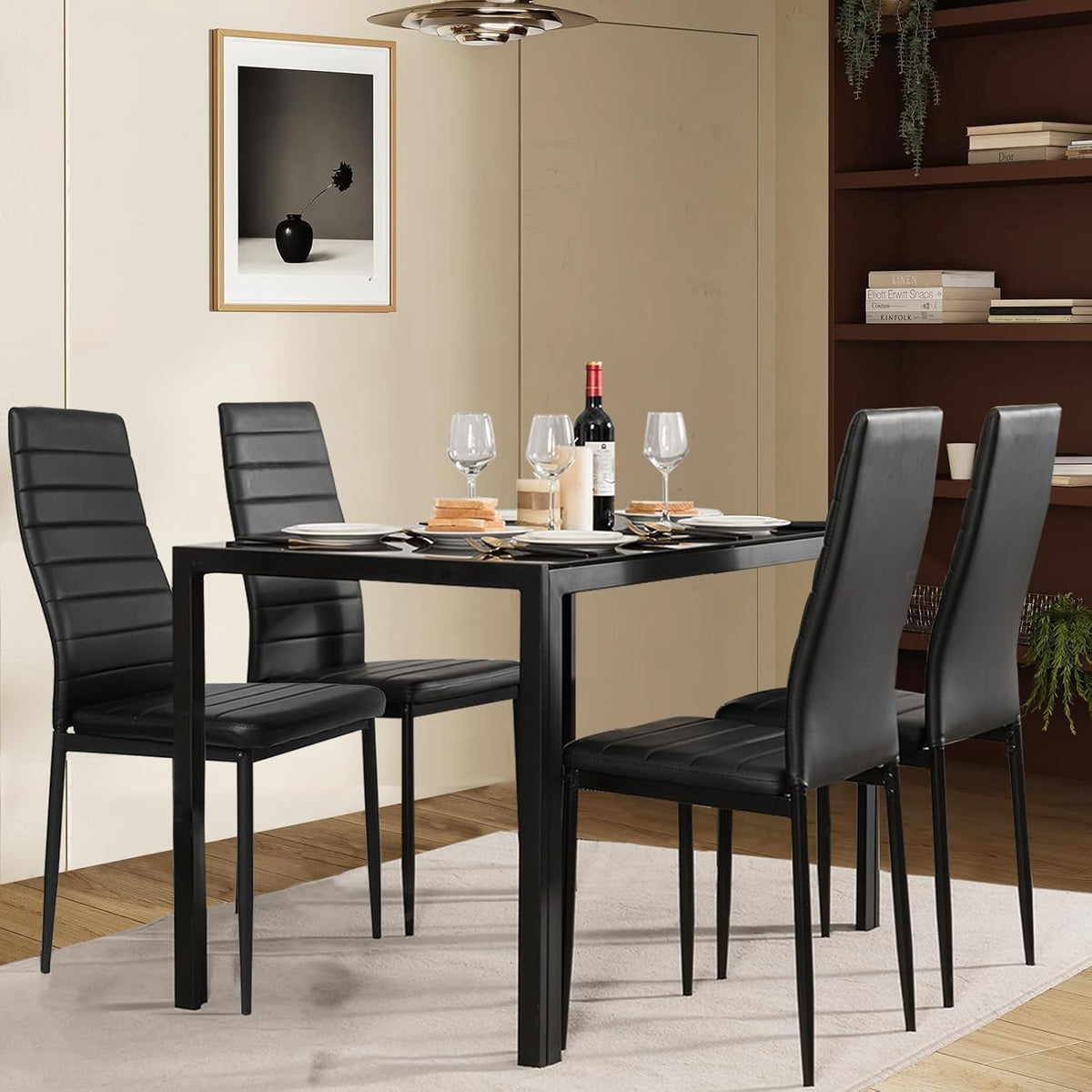 Black Faux Leather Dining Chairs Set of 4 J736