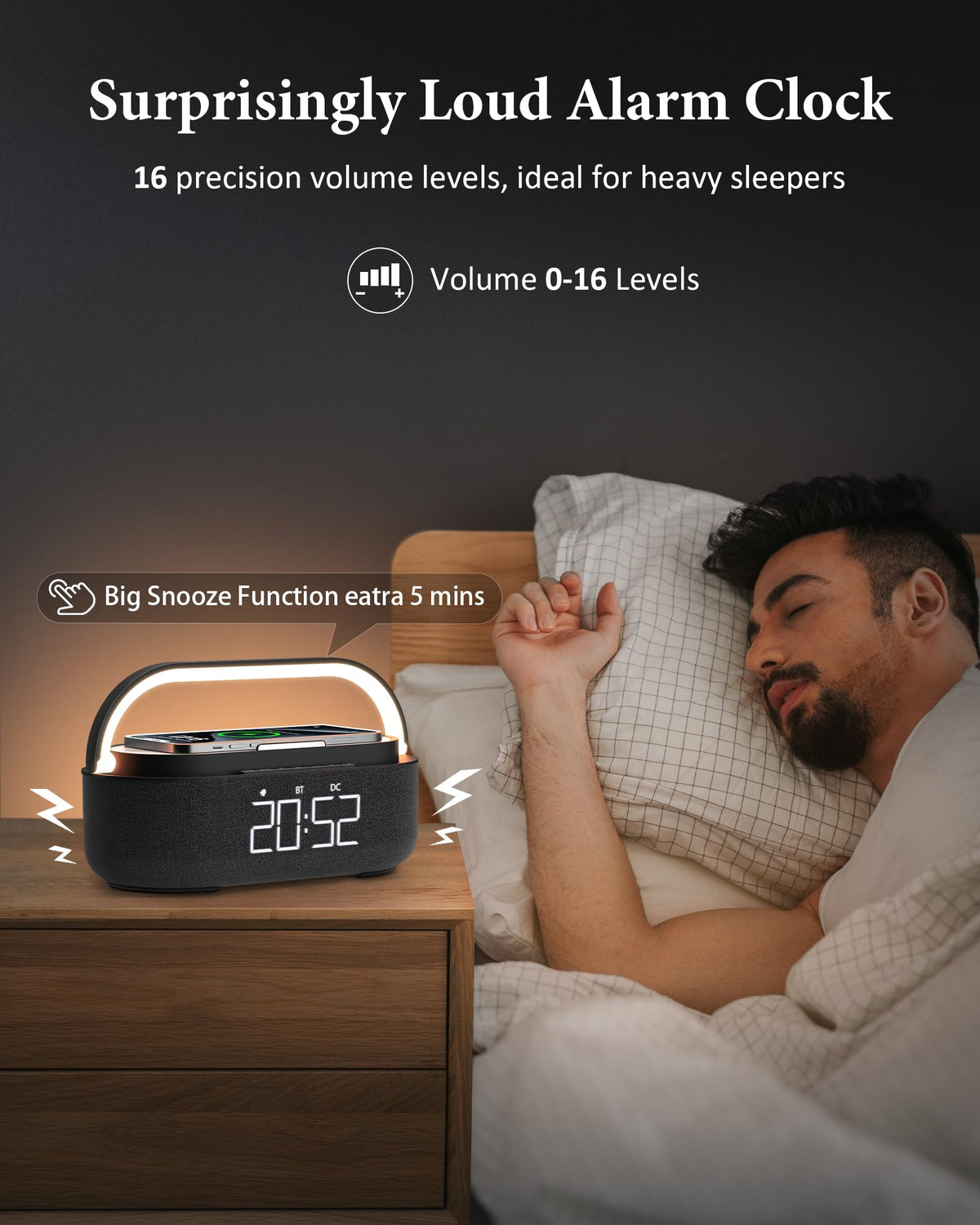 Bluetooth Speaker with Wireless Charger FM Radio LED Light W90733