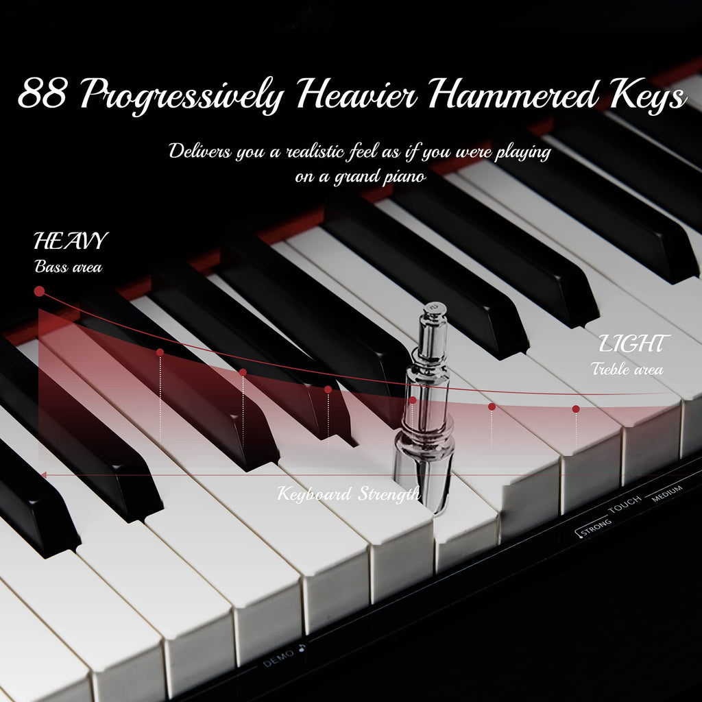 88 Keys Weighted Hammer Action Digital Piano with Stand, Pedals and Black I637