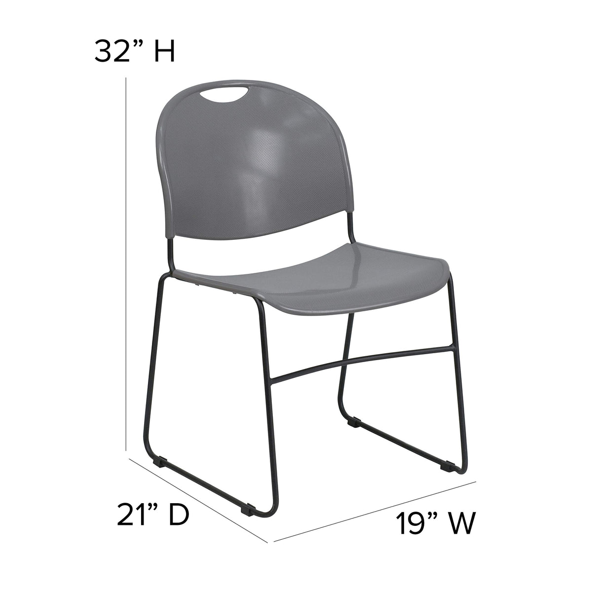 Gray 4 Pack Stack Chair with Black Frame X595