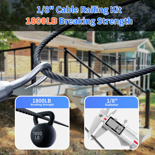 1/8 T316 Black Stainless Steel Cable 300FT E610