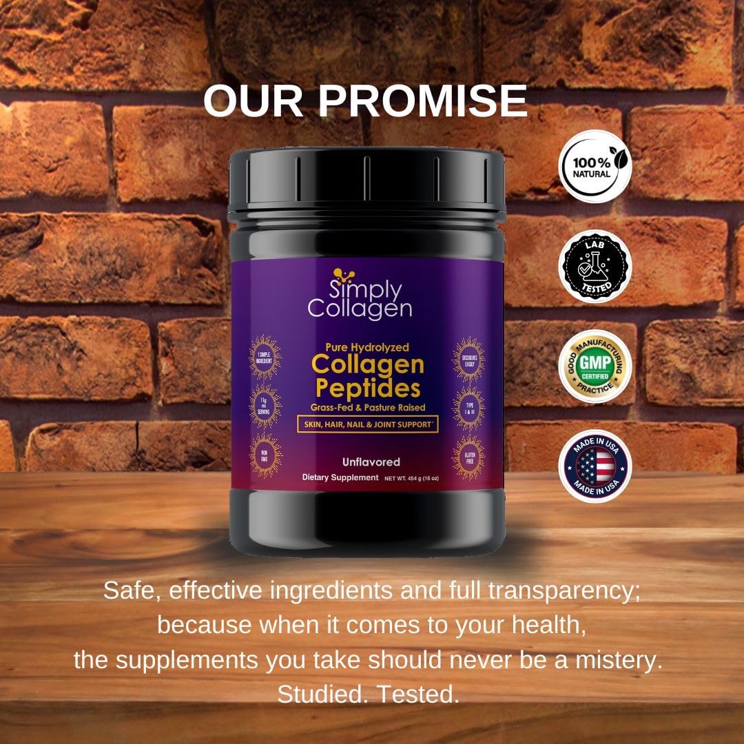 Hydrolyzed Collagen Peptides Powder Unflavored Type I & III 41 Servings Q897