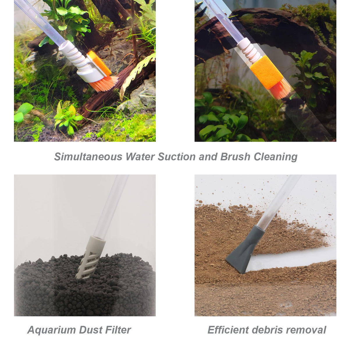 Compact Aquarium Siphon Vacuum and Water Changer Kit with Cleaning Brush J1402