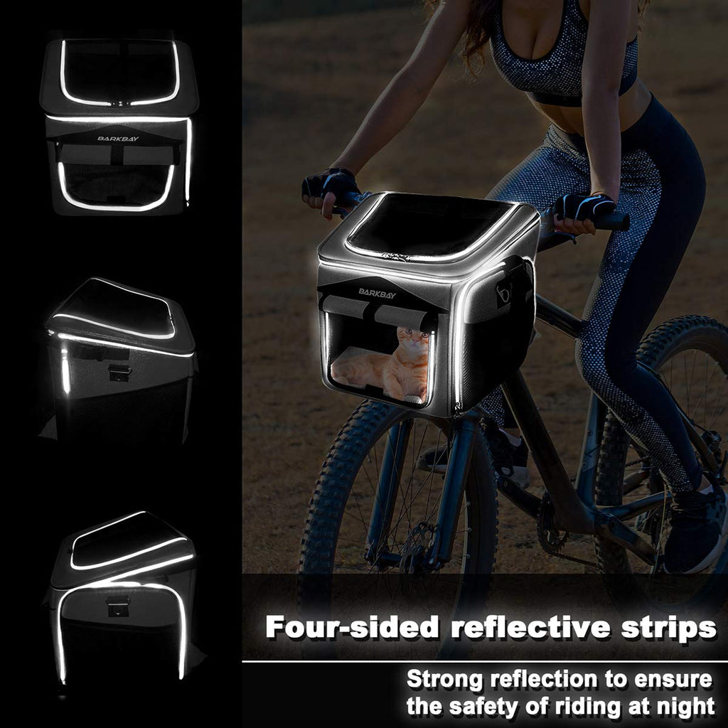 Foldable Soft-Sided Dog Bike Basket Carrier with 2 Open Doors O4818