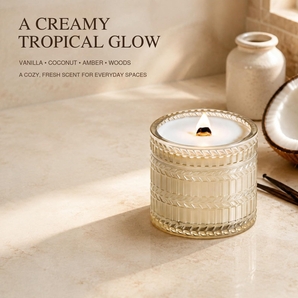 Vanilla Coconut Wood Wick Candle 7.4 oz X14330