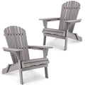 Wood Folding Adirondack Chair Set of 2 Solid Cedar J21664