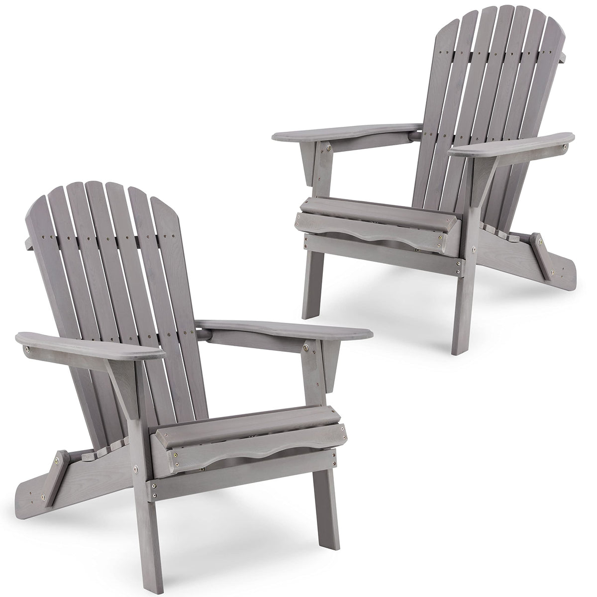 Wood Folding Adirondack Chair Set of 2 Solid Cedar J21664