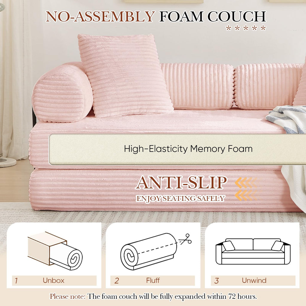 Pink Corduroy Convertible Sleeper Sofa Bed F26413
