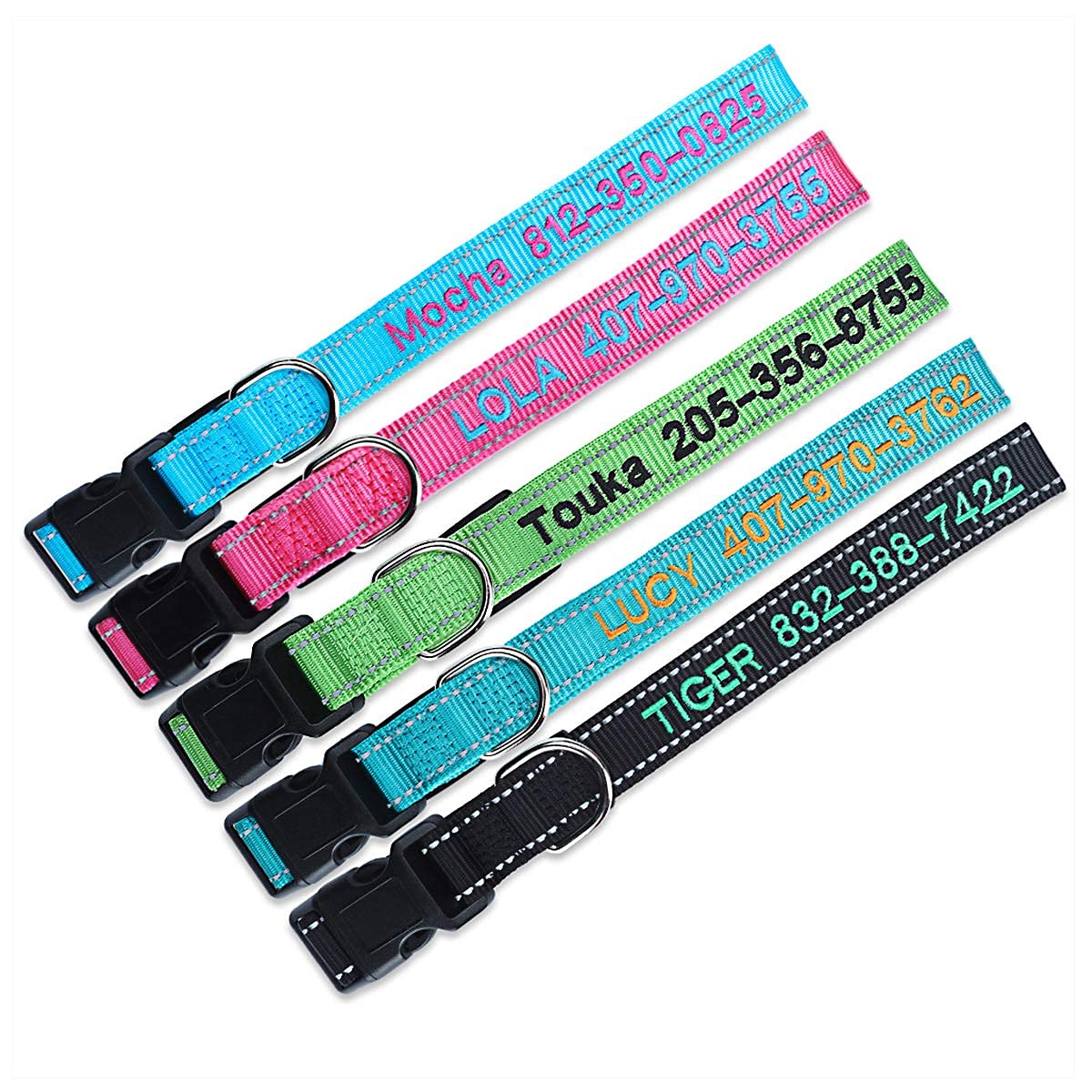 Personalized Dog Collar, 4 Adjustable Sizes Quick Release Buckle and D-Ring K2937