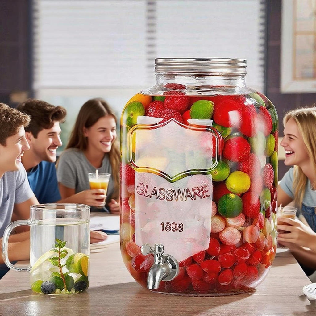 1 Gallon Glass Drink Dispenser with Stand 2 Pack K3358