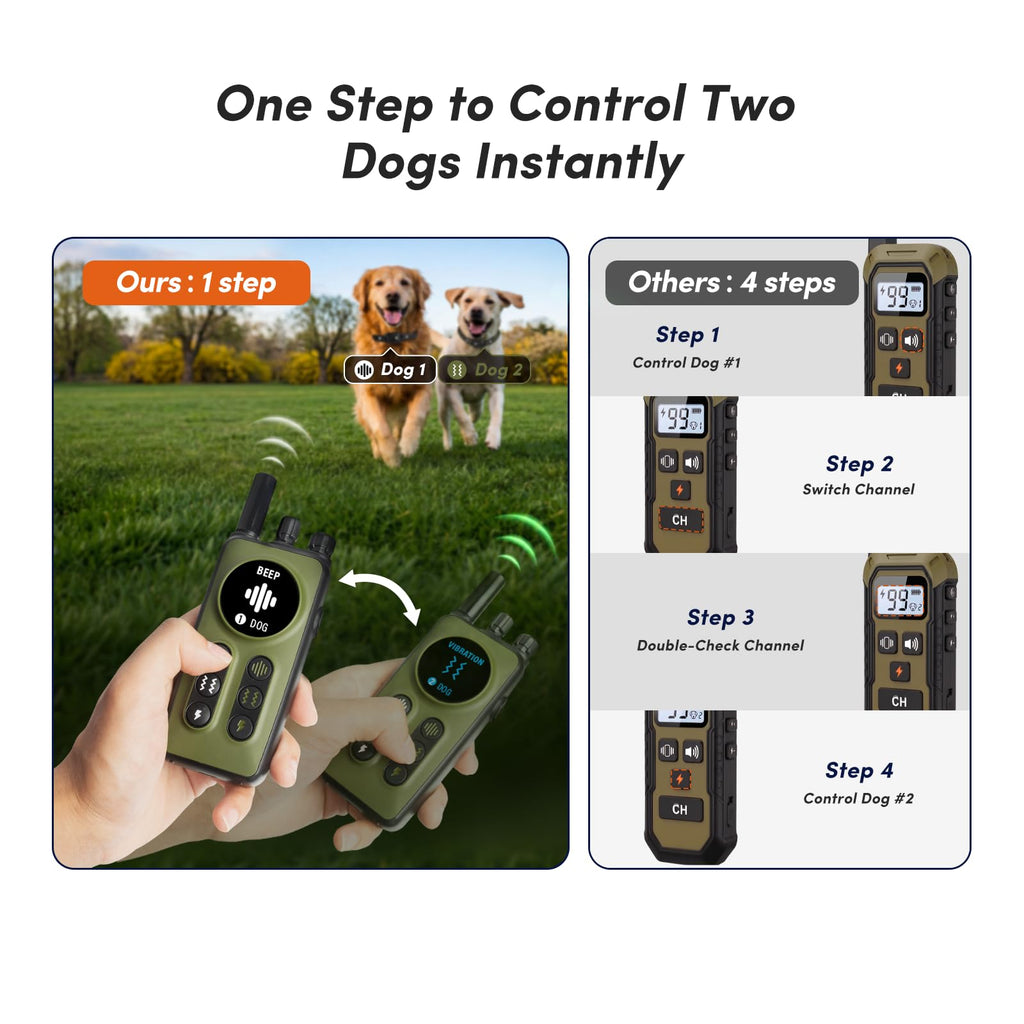 Shock Collar for 2 Dogs, 4 Modes, IPX8 Waterproof Dog Training Collar K941