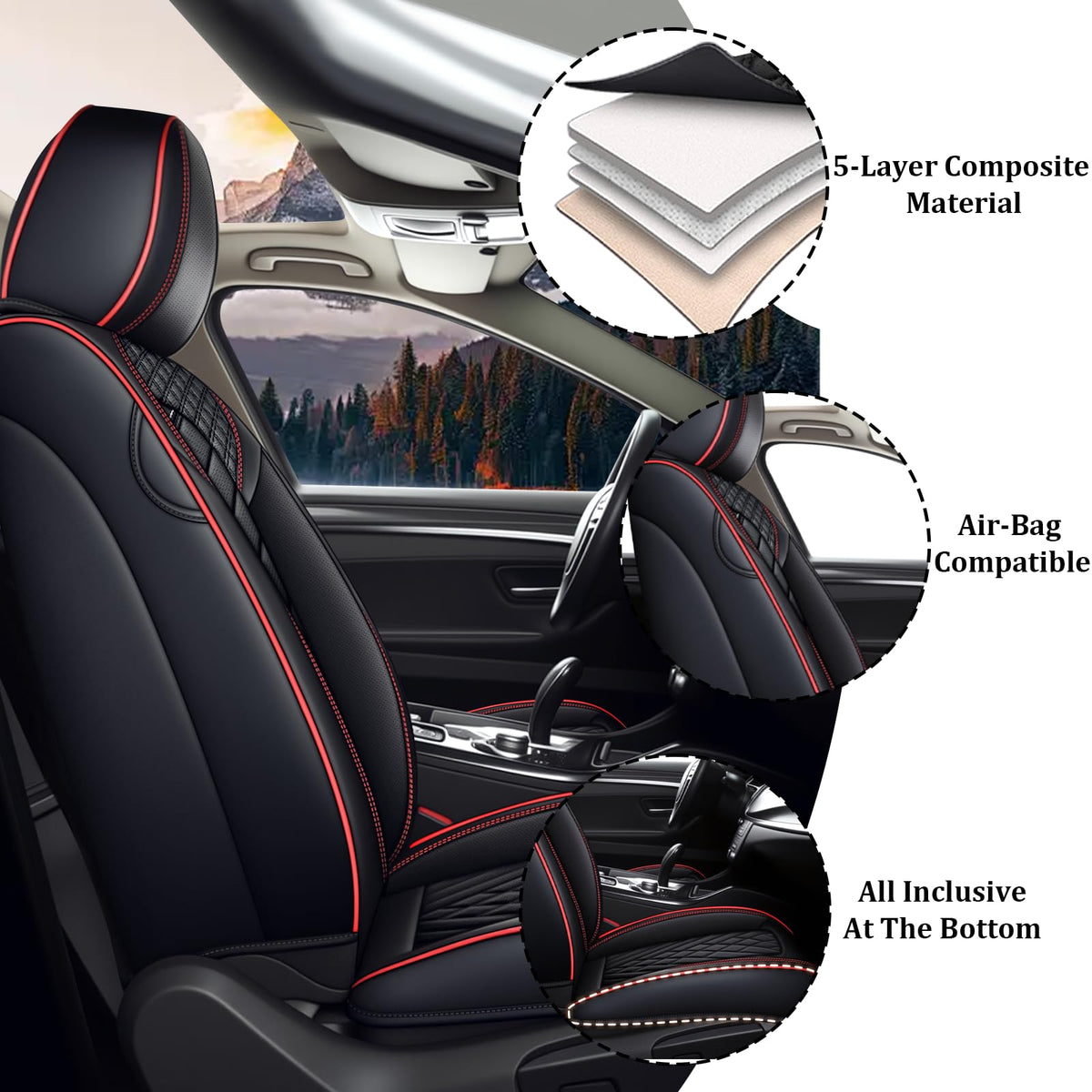 Waterproof Nappa Leather Full Set Car Seat Covers H9498