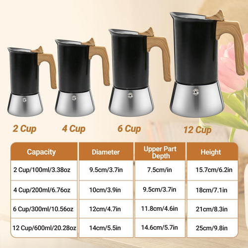 12 Cup 304 Stainless Steel Moka Pot V74984