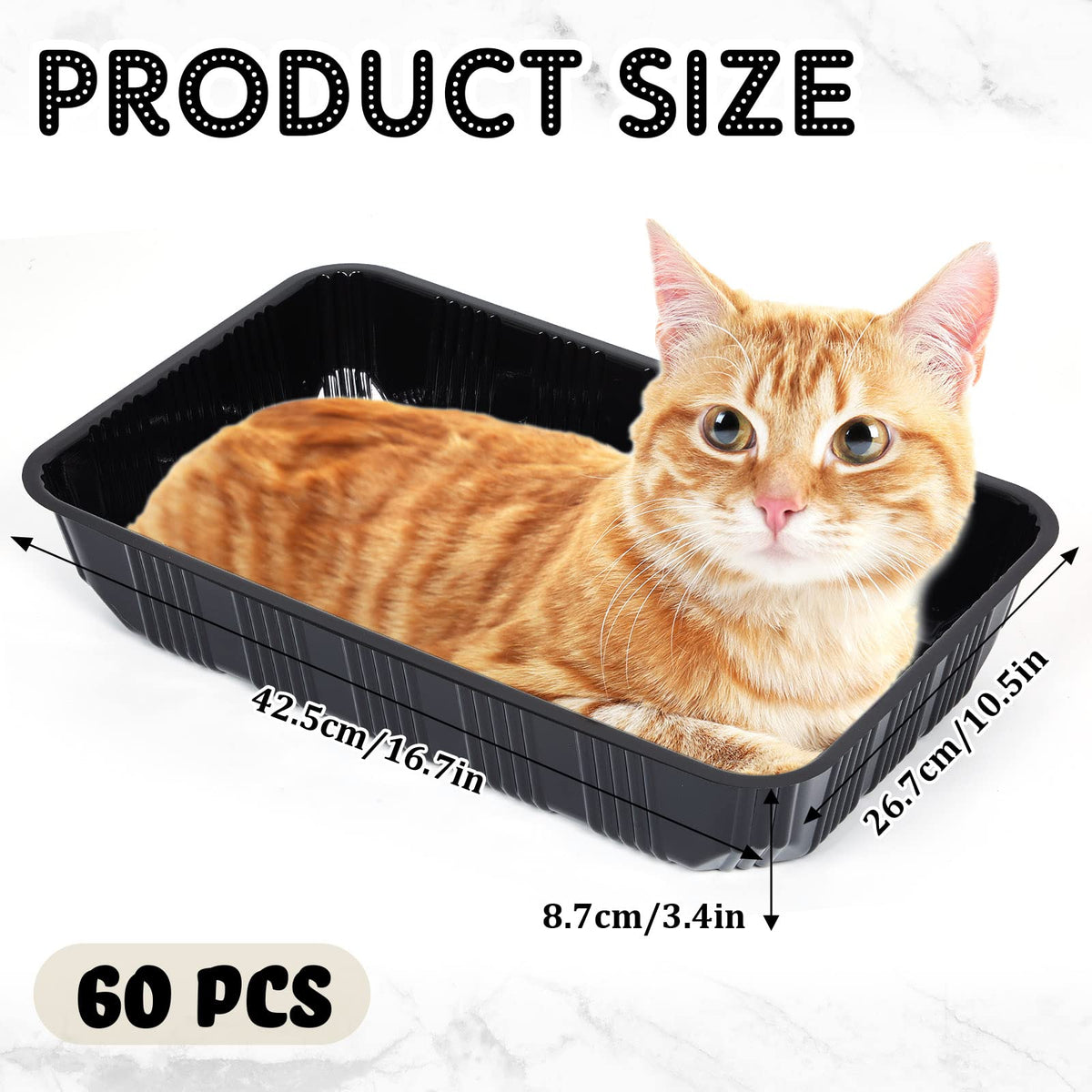60 Pack Disposable Litter Boxes for Cats, Black K466063