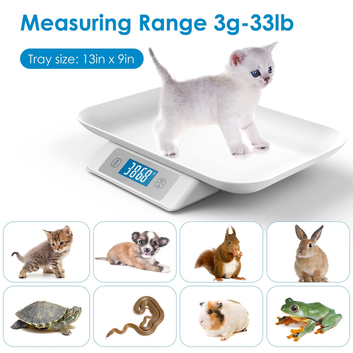 Digital Pet Scale for Small Cats and Animals Grey W737