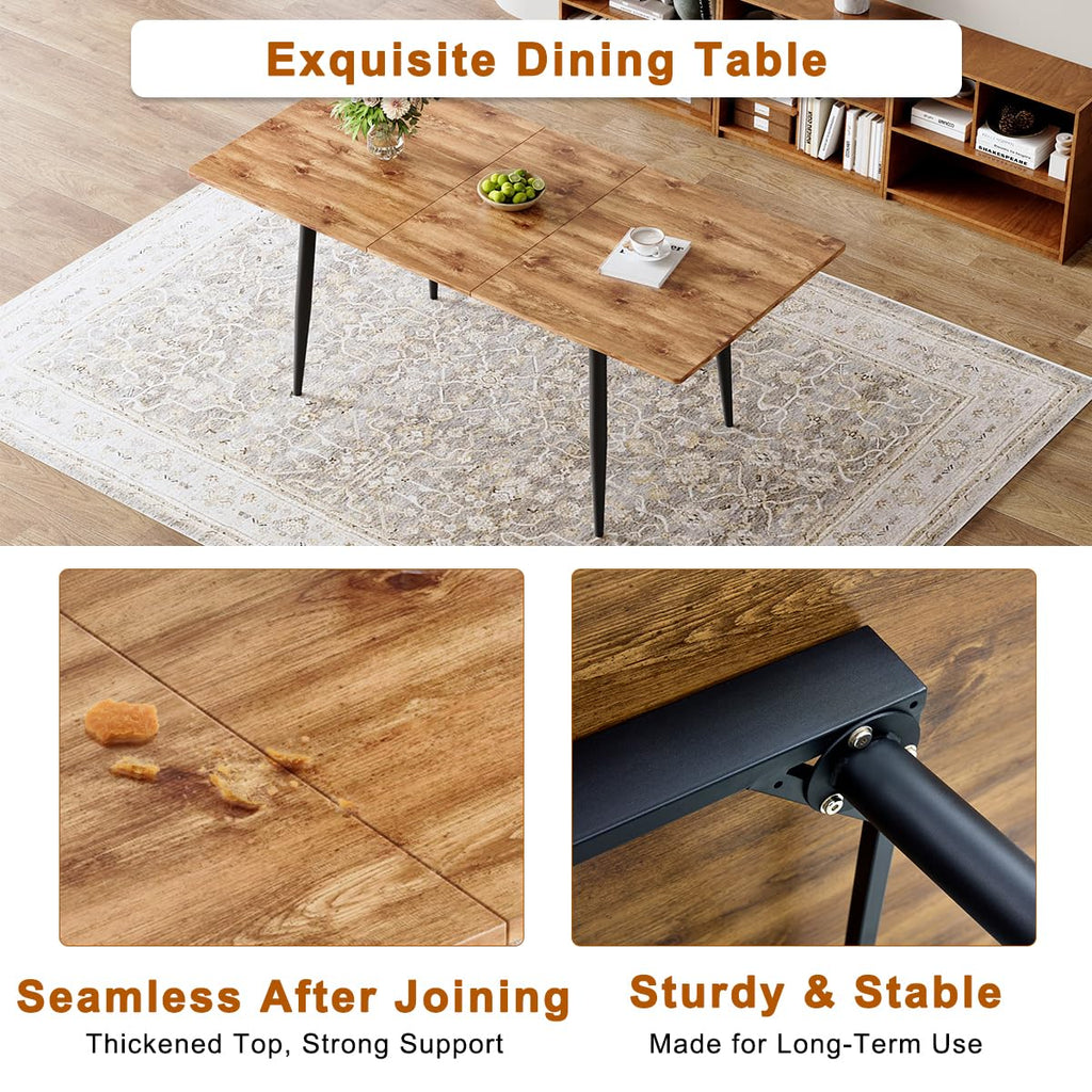 Extendable Dining Table Set for 8 Wood Upholstered Chairs T296853