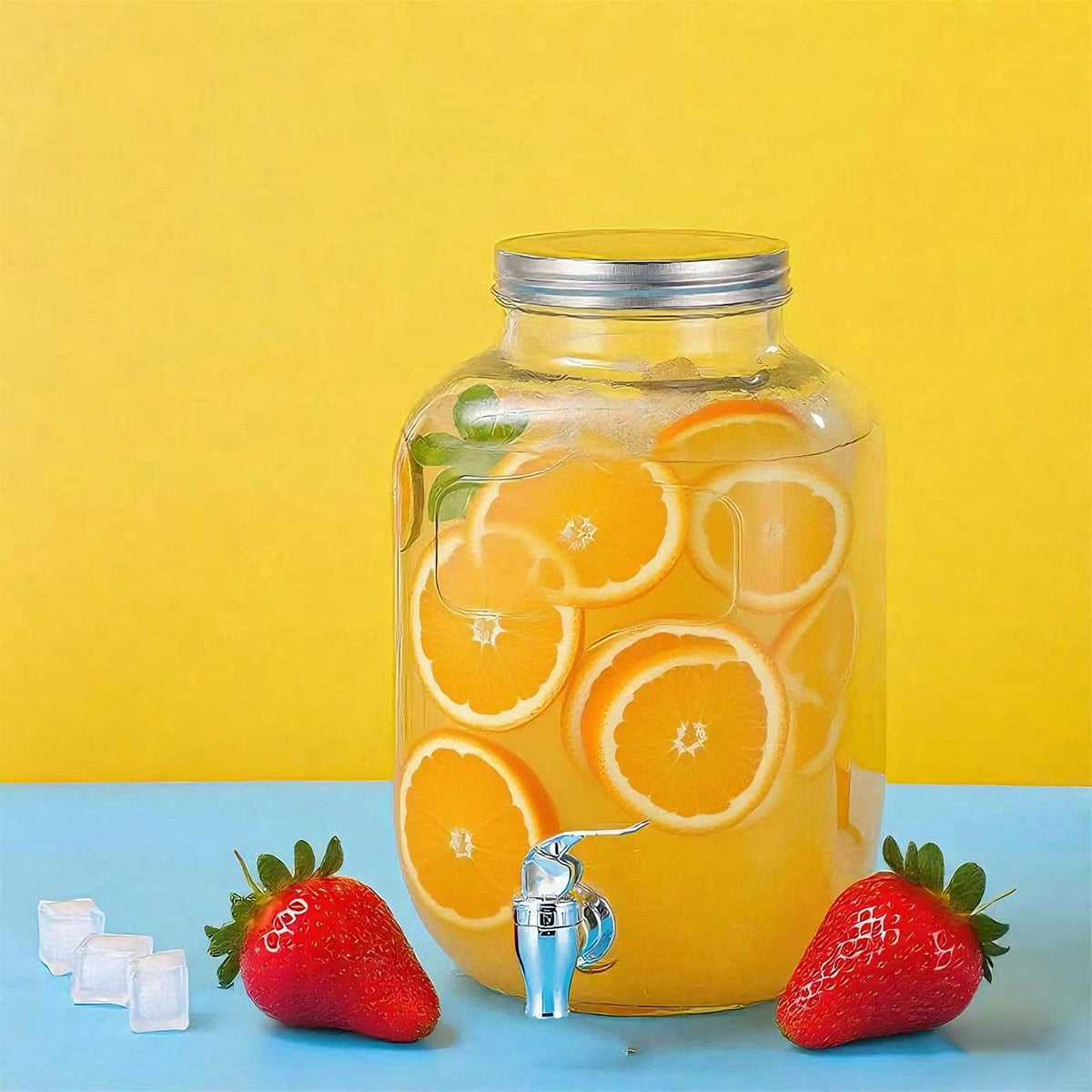 1 Gallon Glass Drink Dispenser with Stand 2 Pack K3358