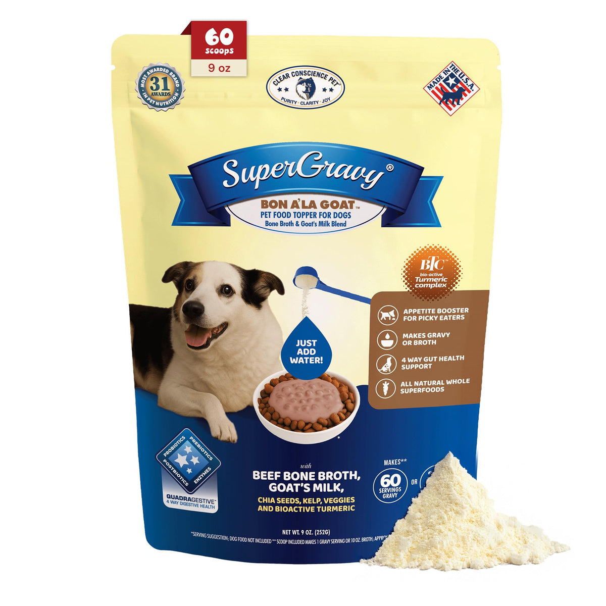 Goat Yogurt Cheese Blend Dog Food Topper 9 oz 60 Scoop J99445