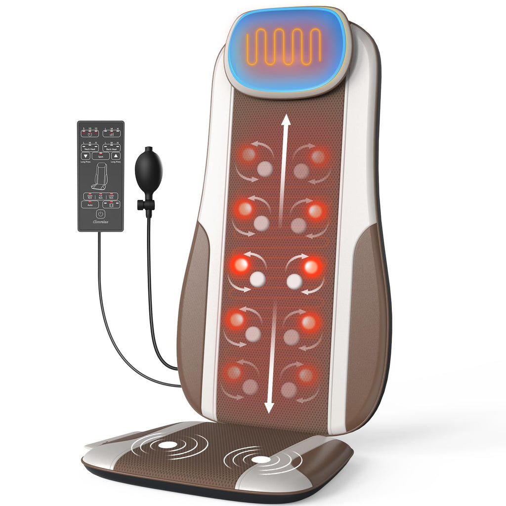 Shiatsu Back Massager with Heat, 2 Vibration Motors, PU Leather I25165