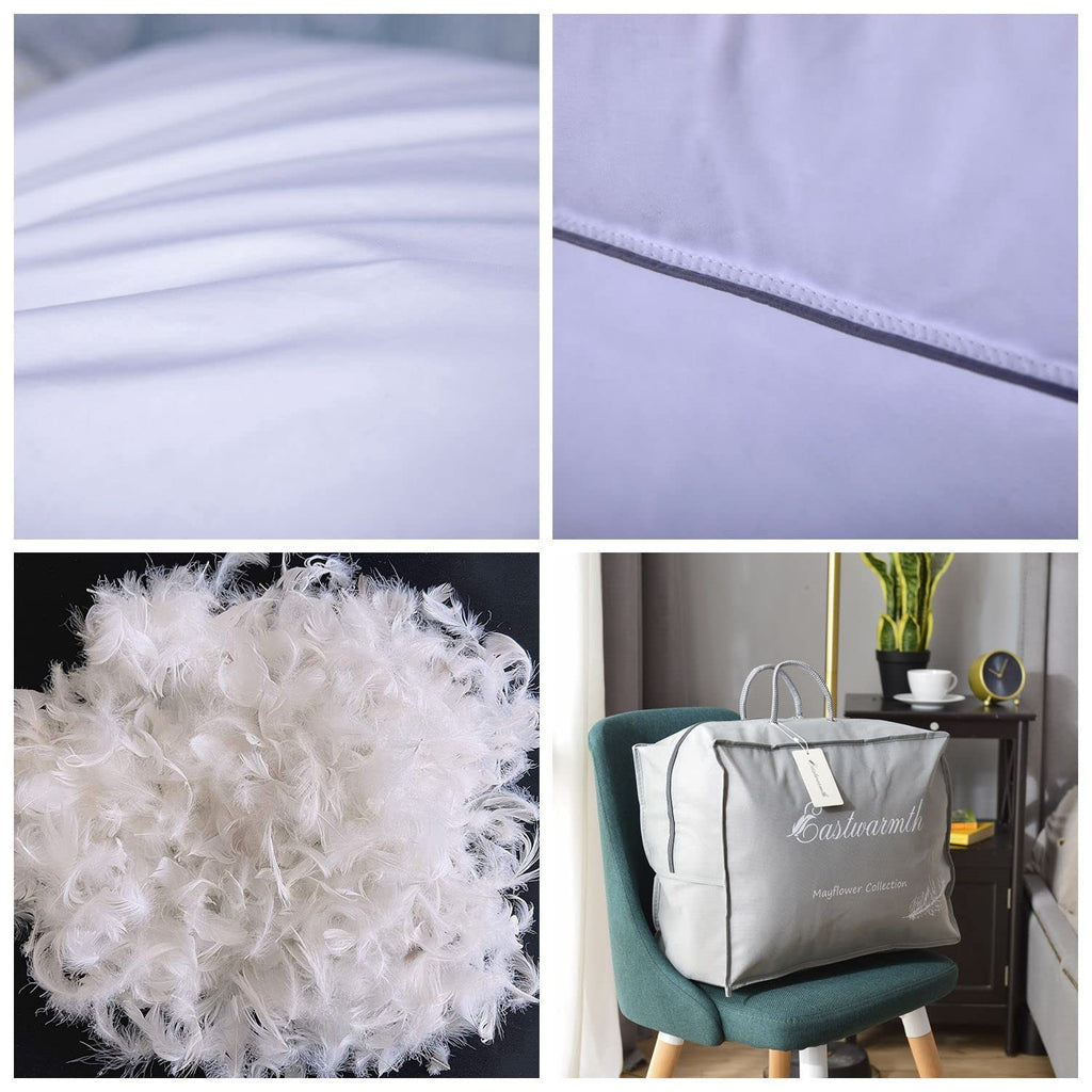 King Size Goose Feather Down Bed Pillow 2 Pack Cotton Medium Firm Set of 2 Y64802