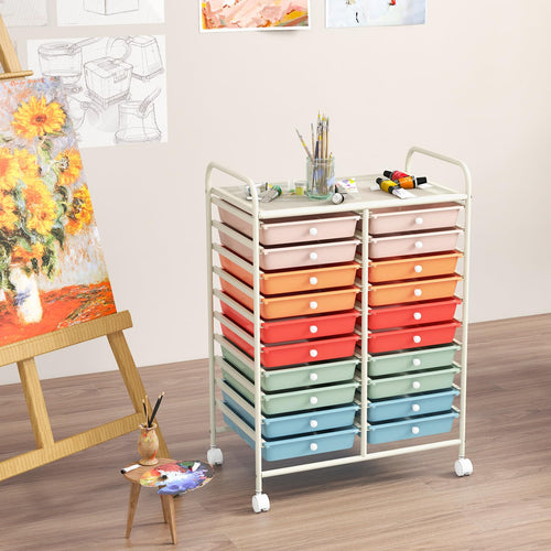 20 Drawer Rolling Storage Cart with Lockable Wheels Z16514