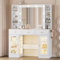 White Makeup Vanity Desk with Mirror and Lights U422