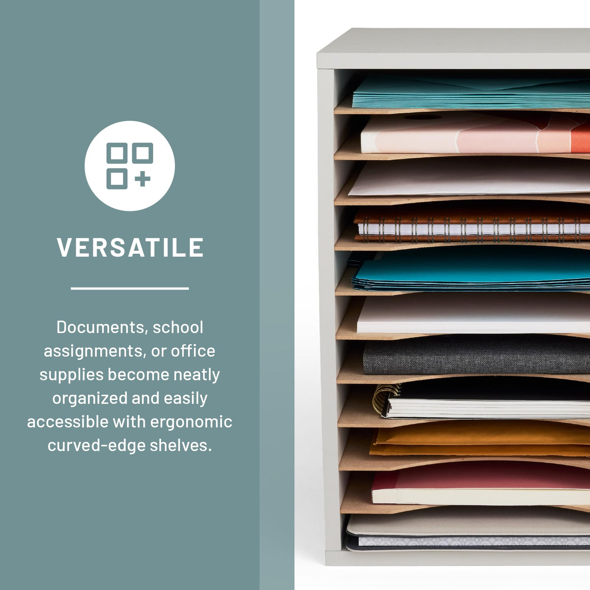 11 Compartment Gray Wood Literature Organizer G126389