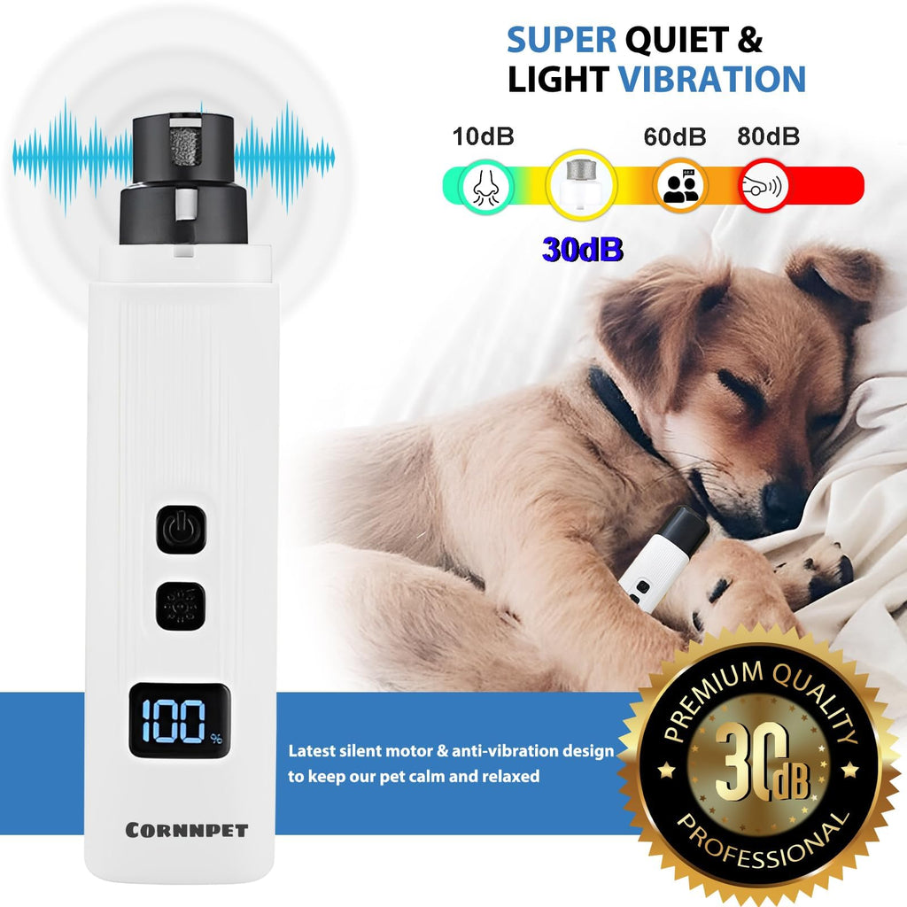 Electric Dog Nail Grinder 2 Speed 30dB Super Quiet White U9676
