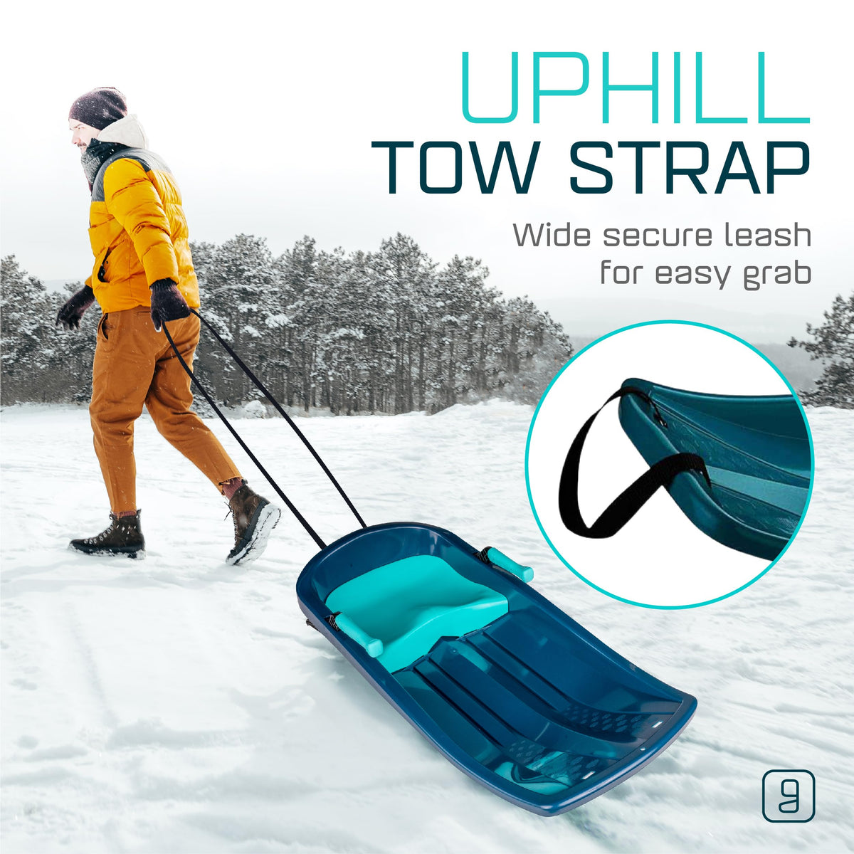 Kids' Plastic Toboggan Sleds with Tow Strap T250
