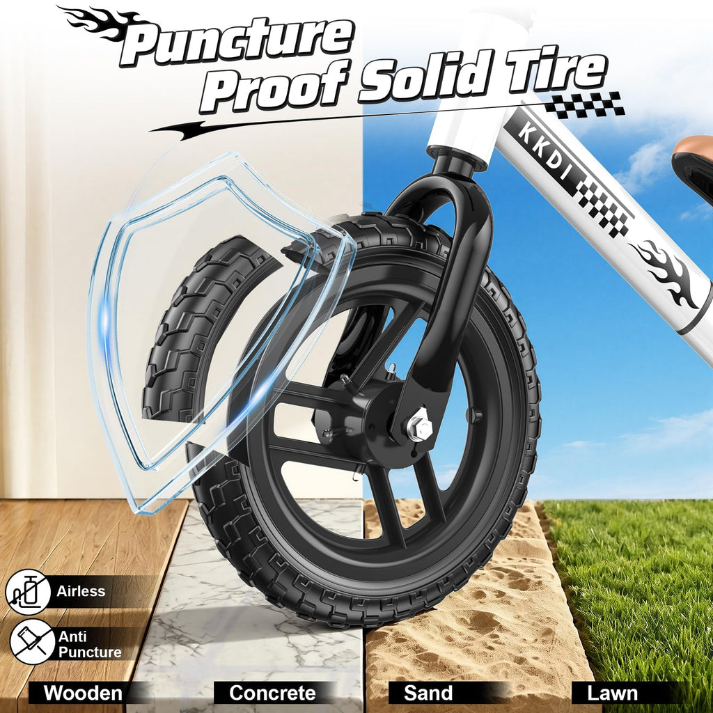 Adjustable Toddler Balance Bike with Fender and LED Tires A386176