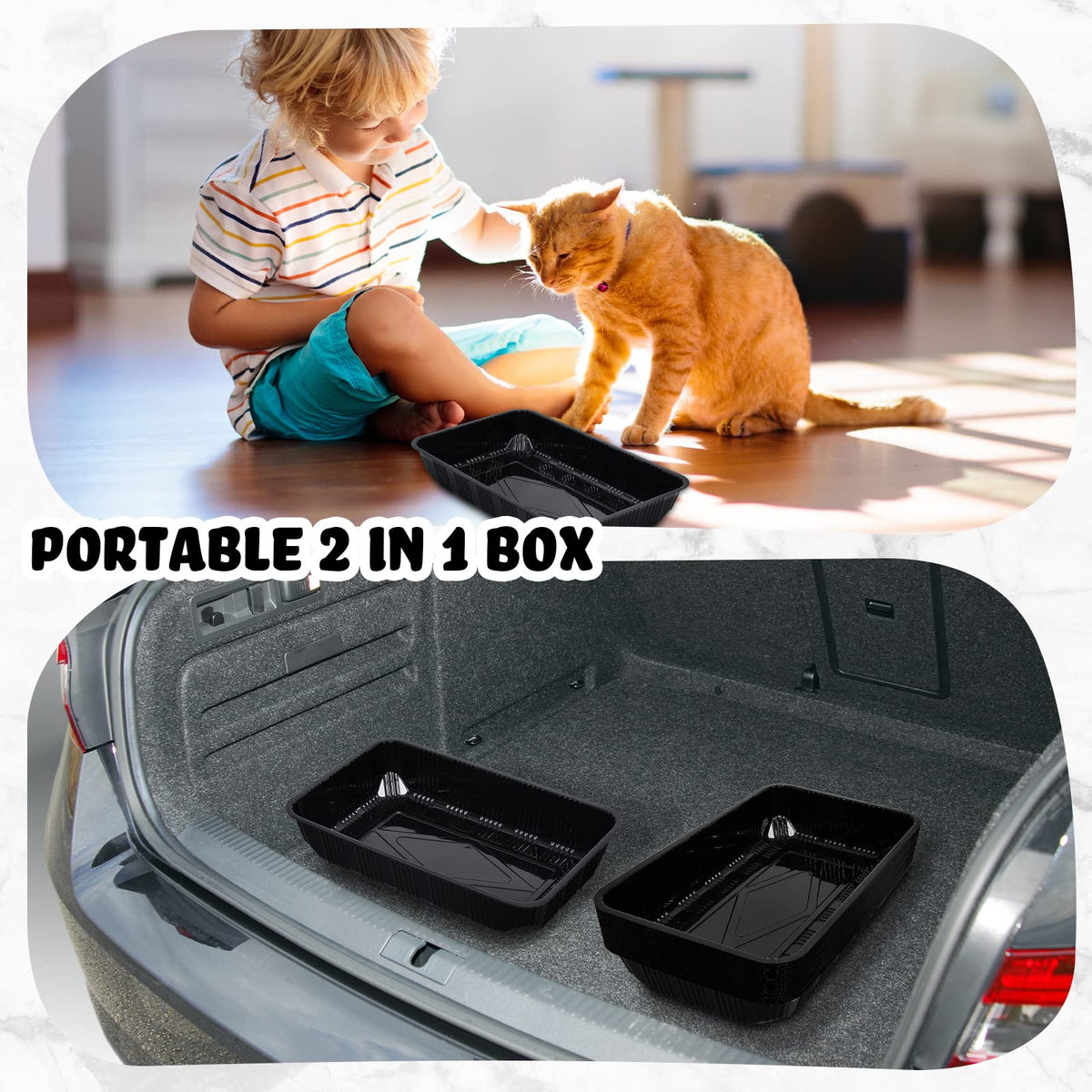 60 Pack Disposable Litter Boxes for Cats, Black K466063