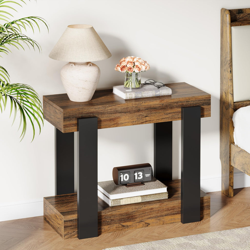 2-Tier Narrow End Table with Storage Shelf H5153