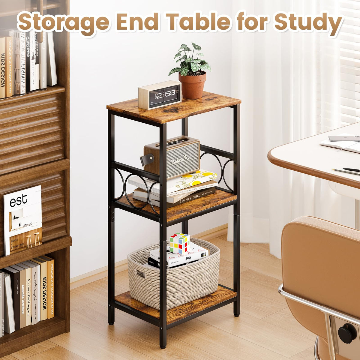 3-Tier Side Table with Adjustable Shelf C1222