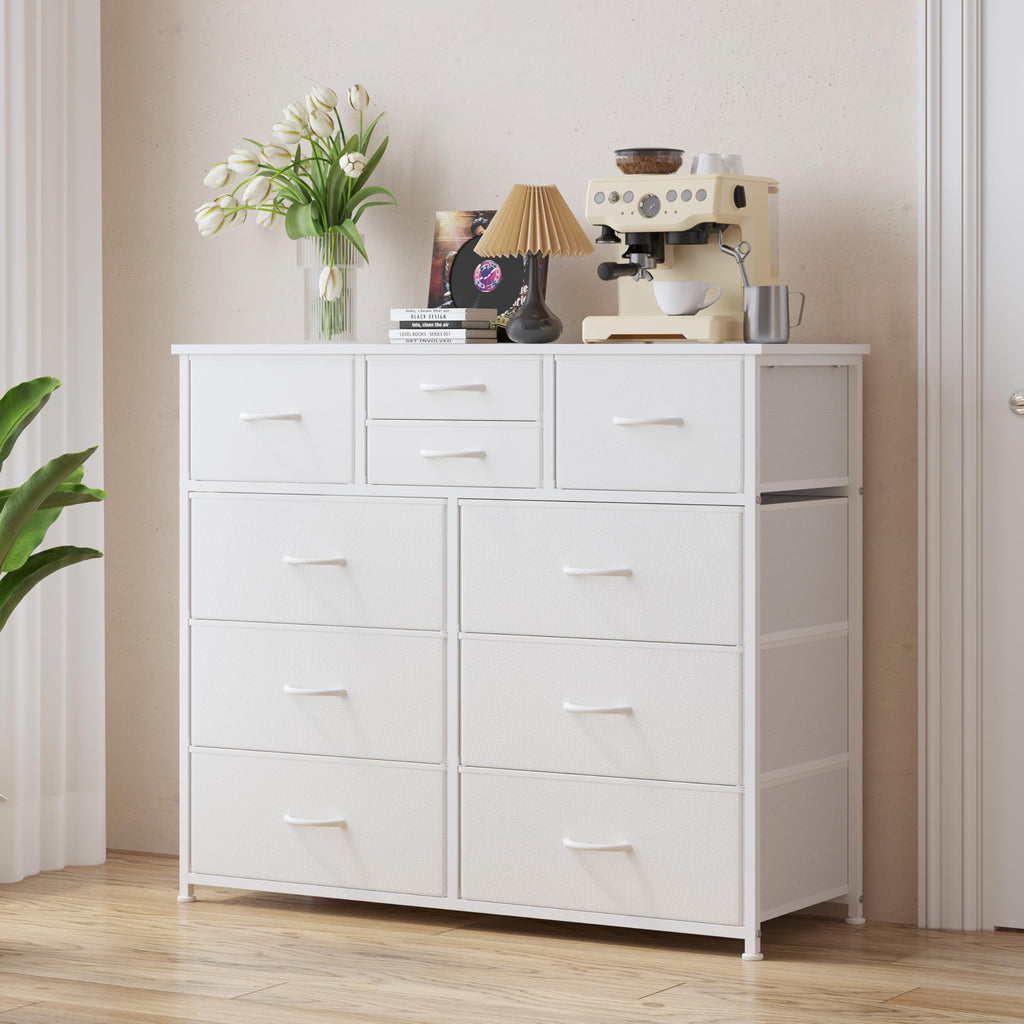 White 10 Drawer Fabric Dresser Y927034