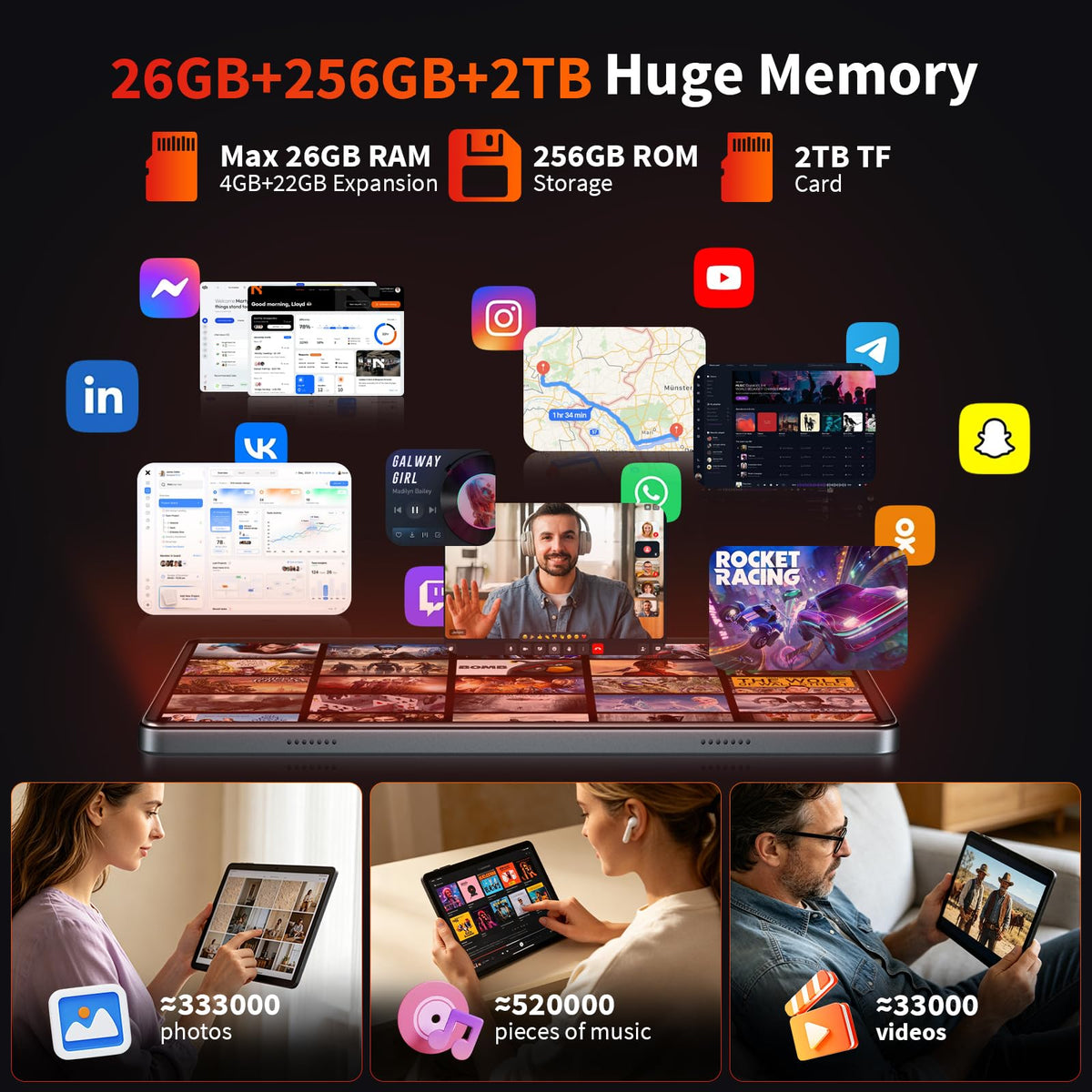 Black Android 16 Tablet with Keyboard G192363