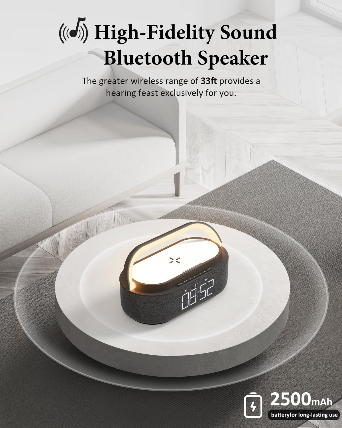 Bluetooth Speaker with Wireless Charger FM Radio LED Light W90733